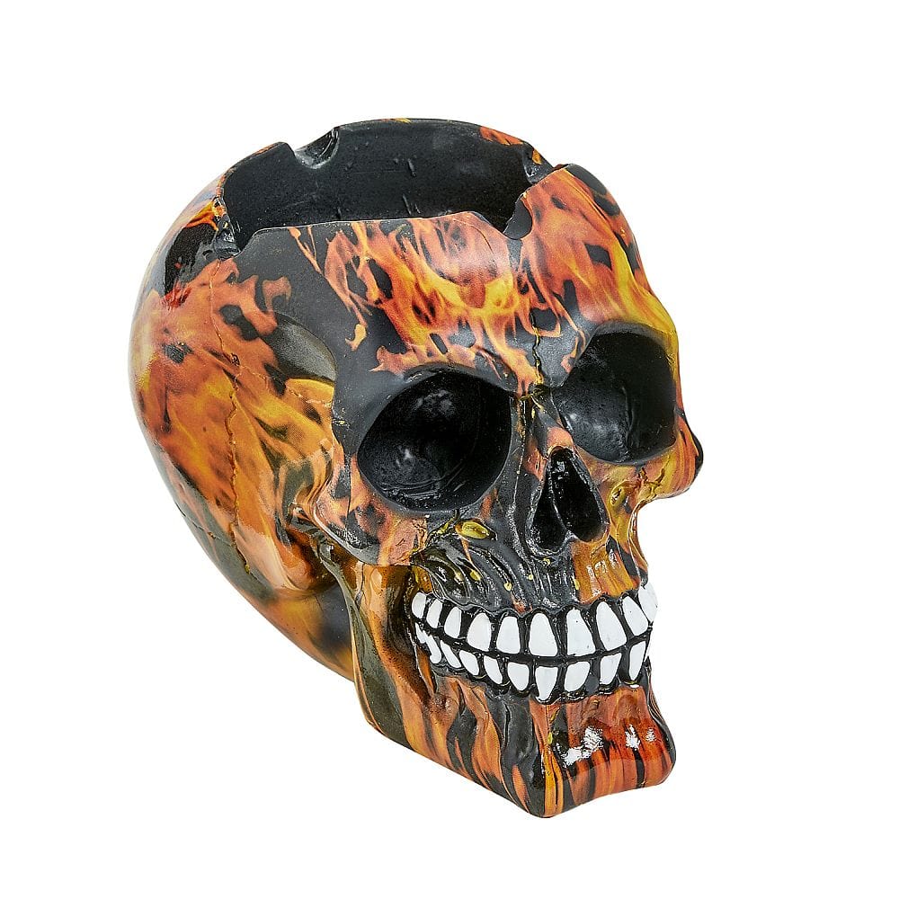Large Flaming Skull Ashtray