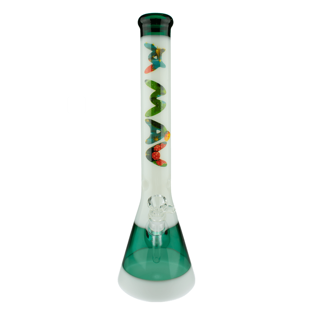 18" Cactus Teal & White Beaker Bong
